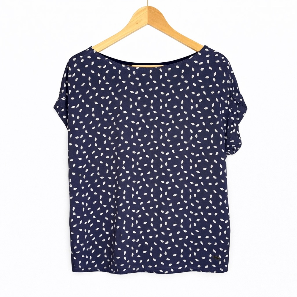 Tom Tailor Denim Navy Printed Blouse Top Women’s Medium Short Sleeve Casual